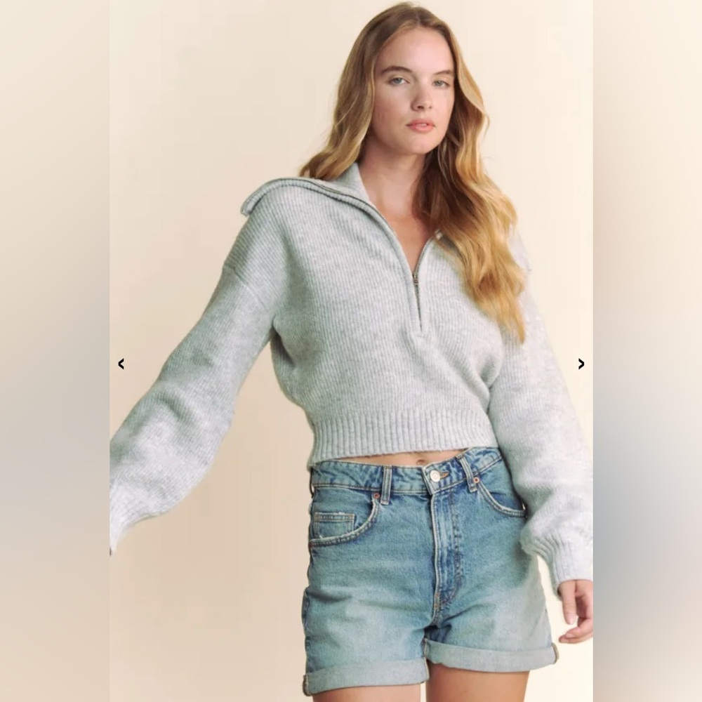 Hers & Mine Zip Up Crop Sweater - Picture 2 of 12